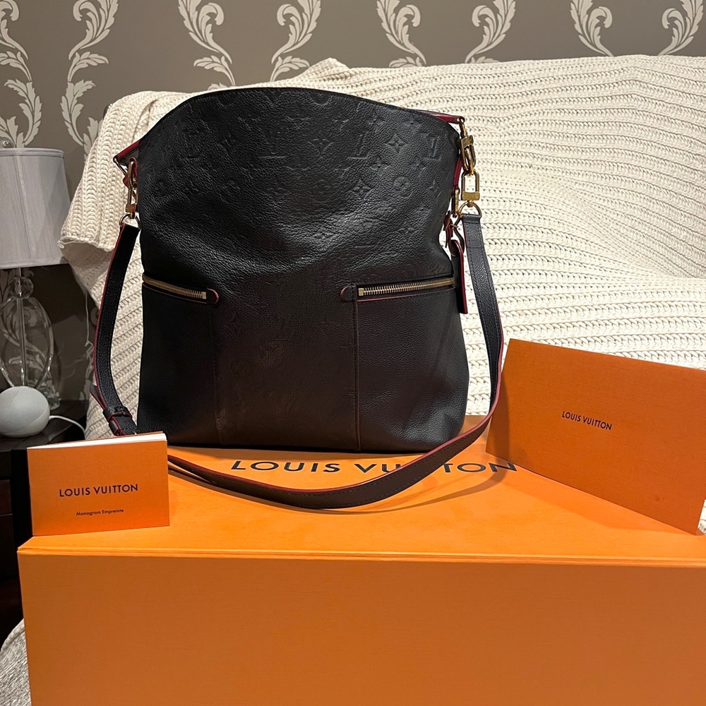 Louis Vuitton Black Embossed Leather Shoulder Bag